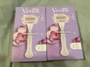 2 Gillette Venus Comfort Glide Freesia Womens Razors w/ 2 Cartridges
