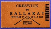 VR Ticket - CRESWICK to BALLARAT - 1st Class Single