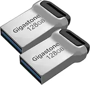Gigastone Z90 [2-Pack] 128GB USB 3.1 Flash Drive, Mini Fit Metal Waterproof Compact Pen Drive, Reliable Performance Thumb Drive, USB 2.0 / USB 3.0 Interface Compatible