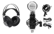 Rockville RCM03 Studio Recording Condenser Microphone Mic+AKG Headphones