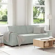 3-Seater Sofa Light Grey Velvet 180 cm, Convertible Couch with Wide Armrests, Modern Sleeper Futon for Living Rooms and Office Spaces, Comfortable Upholstered Loveseat with Durable Frame