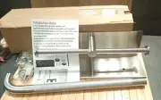 Bathroom Grab Bar w Double Roll Toilet Tissue Roll Holder, 3 in 1 Brush Nickel