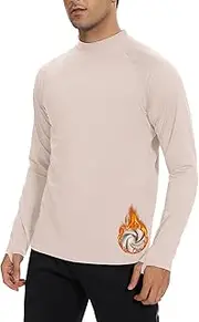 [Cagola] Men's Fleece Lined Thermal Shirts Midweight Crew/Mock Neck Base Layer Long Sleeve Top Cold Weather Workout