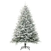 Artificial Xmas Christmas Tree with Flocked Snow Decorations Decor 180x110cm PVC