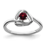 Solid 14k White Gold Simulated Garnet Triangle Ring