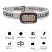 COB LED Headlamp USB Rechargeable Headlight Camping Work Light Motion Sensor