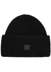 Acne Studios Pana Face Ribbed Wool Beanie - Black ONE SIZE