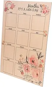 12 Month Baby Growth Record Photo Frame Newborn Shower Wood Material Baby Keepsake Frame