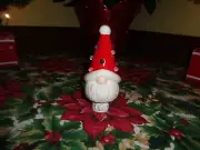 Red Ceramic Christmas Gnome Night Light 6.5"