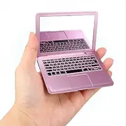 Psyqtsuary Mini Laptop Mirror, 1 Pcs Pocket Size Laptop Shaped Mini Makeup Mirror Portable Small Compact Folding Computer Mirror for Dollhouse Pet Travel Home Makeup Decorations (Rose Gold)