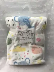 Baby Elements Safari Animals Blanket Soft Plush Fleece Girls Security Lovey NEW