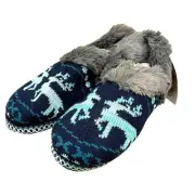 NWT MUK LUKS Marley Navy Knit Deer Slipper with Faux-Fur Lining Size 7 Sold Out