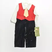 Allie Wode Boys Kids 2-Pc Suit Set Black Pants Red Vest White Shirt Tie 24 M NWT