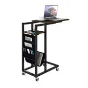 Costway C-shaped End Table Retractable Rolling Bedside Table w/Charging Station