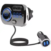Wireless Car Bluetooth 5.0 FM Transmitter AUX Audio USB Fast Charger Adapter