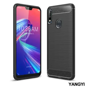 揚邑ASUS ZenFone Max Pro M2 ZB631KL碳纖拉絲紋軟殼手機殼-黑