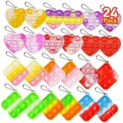 24 Pack Pop Heart Square Keychain It Heart Fidget Toy Kids Party Favors