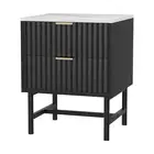 Deluxe Bedside Table with 2 Drawers - Black
