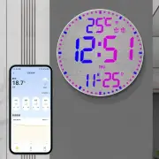 Tuya APP Smart Wifi Wall Clock RGB Calendar Clock Living Room Digital Wall Clock App Intelligent Control Colorful LED Wa