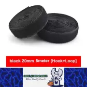 Pair Black 5M x 20mm Non-Adhesive Hook and Loop Tape Sewing Fastener Magic Tape
