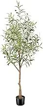 LYERSE Artificial Olive Tree 5ft - Fake Potted Olive Silk Tree with Planter Natural Olive Branches and Realistic Leaves Faux Tree for Home House Office Decor Indoor