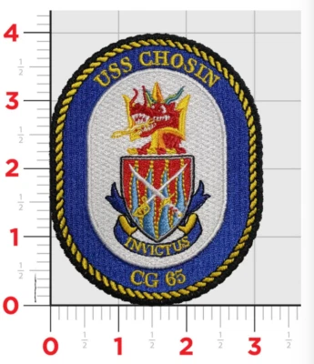 NAVY USS CHOSIN CG-65 EMBROIDERED PATCH WITH HOOK & LOOP