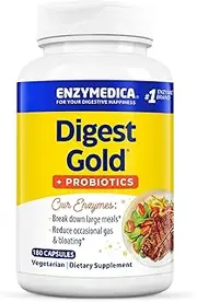 Enzymedica, Digest Gold + PROBIOTICS, Digestive Aid for Maximum Relief, Vegetarian, Gluten Free, Non-GMO, 180 Count
