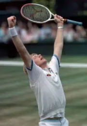 Boris Becker of West Germany is victorious in his Semi-final agai - Old Photo