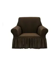 [SOGA] 1-Seater Sofa Cover with Ruffled Skirt in Coffee