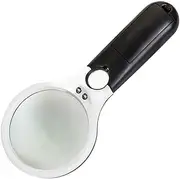 Microscopes Equipment Handheld 45X Illuminated Magnifier Microscope Magnifying Glass with 3 LED(B)
