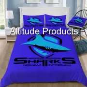 Cronulla Sharks Logo Doona / Duvet Cover and 2 Pillow Slips