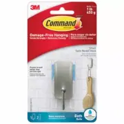 Command 1.18 in. L Satin Nickel Silver Adhesive Hook (Pack of 4)