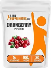 BulkSupplements.com Cranberry Extract Powder - Cranberry Supplements for Women & Men, Dried Cranberries Unsweetened - For Urinary Tract Health, Vegan & Gluten Free, 500g per Serving, 100g (3.5 oz)
