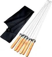 Stgfyxgs 6 Pcs Stainless Steel Flat BBQ Skewers with Carry Bag Reusable Kebab Sticks for Grilling