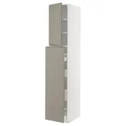 METOD / MAXIMERA hc w p-o func 4drw/1dr/2shlv, white/Upplöv matt dark beige, 40x60x220 cm