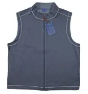 Wilkens Bros Mens Vest XXL Reversible Lightweight Full Zip Heather Navy Lt Blue