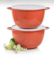 Brand New Tupperware JUMBO THATSA MIXING BOWLS 59-Cups Set Of Two Color Maple