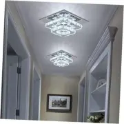 Crystal Ceiling Light Square Chandelier Modern LED Flush Mount 2 Cool White