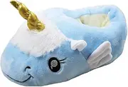 VineCrown Funny Plush Unicorn Slippers Soft Novelty Animal Shoes Foot Warmers for UK Size 3-8 / European Size 36-41 (Blue)
