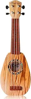 17" Mini Guitar Ukulele Toy for Kids, 4 Strings Keep Tones Can Play Not Electronic Ukulele, Children Musical Instruments Educational Toys with The Picks and Strap for Beginner Starter (Light Color)