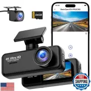 Dash Cam Front and Rear 4K+1080P, WiFi Dash Camera for Cars with App, 1.97 In