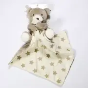 New Rene Rofe Lovey Plush Brown Bear Stars Soothie Lovie Security Blanket NWT