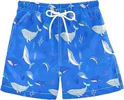 [RPLIFE] Kids Swim Trunks for Boys, Anti-Chafe Swim Trunks Boys 2 T, Cute Whales Blue