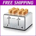 Elegant Stainless Steel 4-Slice Toaster – 6 Toast Shade Settings & Bagel Mode