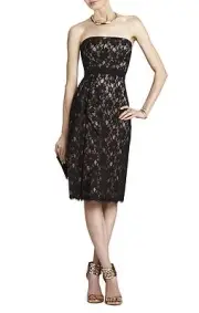 NEW BCBGMAXAZRIA BLACK ALEXANDRA STRAPLESS DRESS IRG6X902/M256A SIZE 8