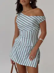Gulliver Tie Side Mini Skort Blue / Maroon Stripe