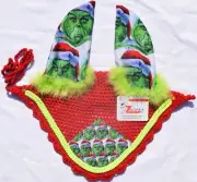 Grinch Cosplay costume Double Hat Horse Ear Bonnet Fly veil Full Christmas gift