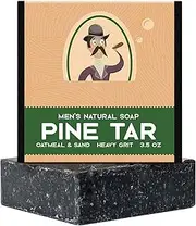 Mens Handmade Natural Soap Bars, Shower Body Wash Soap For Men, Cold Process Pine Tar Soap With Dense Foam For Moisturizing Brightening, Soft Skin, Remove Skin Dirt And Oil, 100g