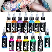14Pcs Tattoo Ink 14 Colors Set 1 oz 30ml/Bottle Tattoo Inks Pigment Kit for Tattoo Supplies, 3D Makeup Beauty Skin Body Art