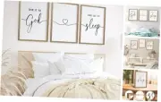 Give It to God and Go to Sleep Sign Set of 3 Above Bed Wall 11"x14" Brown